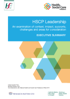 HSCP Leadership – An examination of context, impact, supports, challenges and areas for consideration (Executive Summary) (HSE, 2021) front page preview
              