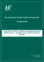 Laboratory services for children and pregnant and post partum women – managing issues related to reference intervals front page preview
              