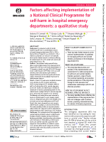 Factors affecting implementation of a National Clinical Programme for self-harm in hospital EDs - a qualitative study front page preview
              