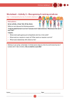 Worksheet - Activity 2 - Recognising & naming emotions front page preview
              
