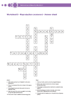 Worksheet 5 - Reproduction crossword-Answer sheet front page preview
              