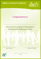 Walk to School Certificate front page preview
              