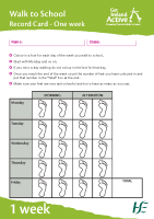 Walk to School - One week Record Card front page preview
              