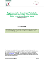 Screening of Patients for CPE  front page preview
              