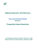 National Genomic Test Directory for Rare and Inherited Disease - Frequently Asked Questions front page preview
              