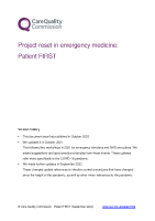 Care Quality Commission (CQC): Project reset in emergency medicine – Patient FIRST front page preview
              