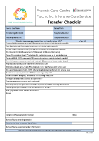 Phoenix Care Centre Transfer Checklist front page preview
              