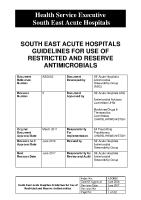 South East Hospitals guidelines for Use of Restricted and Reserve Antimicrobials 2016 front page preview
              
