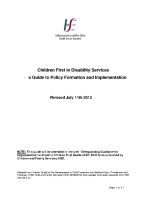 Children First in Disability Services A Guide to Policy Formation and Implementation front page preview
              