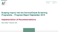 Scoping Inquiry into the CervicalCheck Screening Programme - Progress Report September 2019 front page preview
              