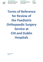 Terms of Reference for the Review of Paediatric Orthopaedic Surgery Service at CHI and Dublin Hospitals front page preview
              