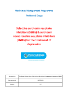 SSRIs & SNRIs for the Treatment of Depression front page preview
              