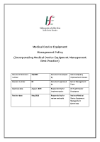 Medical Device Equipment Management Policy front page preview
              