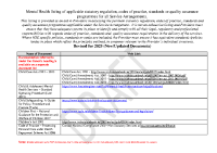 Web Links to Mental Health Schedule Documentation February 2025 image link