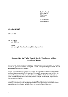 HSE HR Circular 10/2005 re Sponsorship for Public Health Service Employees wishing to train as Nurses front page preview
              