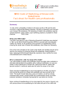 The WHO Code of Marketing of Breast Milk Substitutes front page preview
              