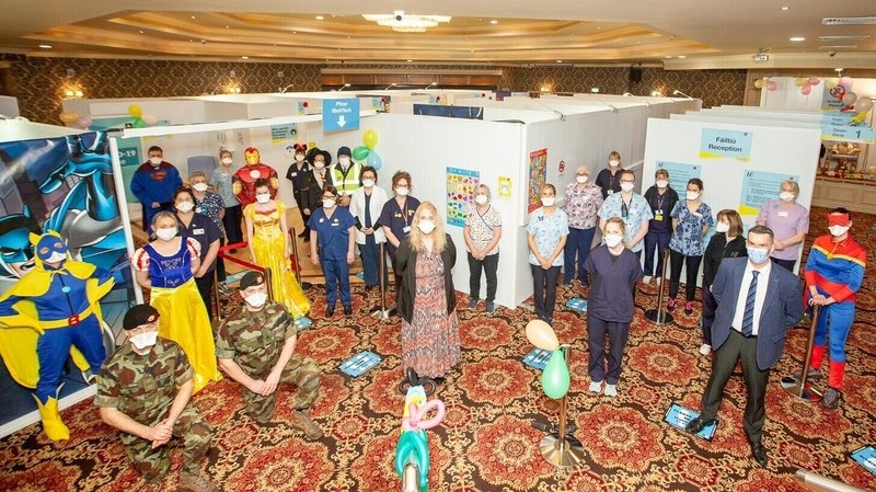Staff making Cavan Vaccination Centre child friendly