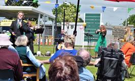 Tenor Simon Morgan, along with fellow musicians entertains residents at Dungarvan Community Hospital  