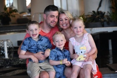 Mum Karen Morgan with James and family
