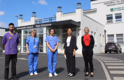 Neil Kevin, Multi-Task Attendant; Breda Needham, Clinical Nurse Manager 2; Staff Nurse Danielle Freeman; Dr Naro Imcha, Clinical Lead for Obstetrics and Gynaecology, UL Hospitals Group; and Maire Walsh, Clerical Officer