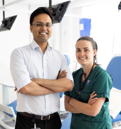 Two smiling members of the team from the new Cancer Research Clinic at Tallaght University Hospital 
