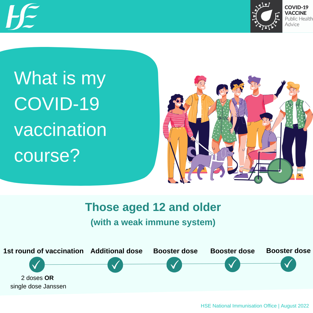 COVID-19 vaccine course 12s and older with a weak immune system COVID-19 vaccine course 12s and older
