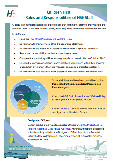 Information Sheet for All HSE Staff