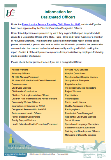 Information Sheet for Designated Officers