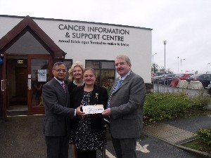 Professor Gupta UHL; Maria Keane, Cancer Support Centre; Dorothy Thomas, Irish Cancer Society and Cathaoirleach Cllr Kevin Sheahan