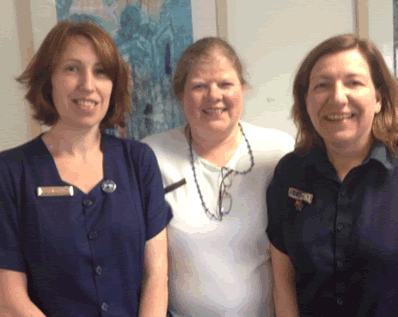 From left to right, Ms. Laura O Donoghue CNM1 Breast Services, Mags Sullivan and Michelle Walsh, Breast Nurse