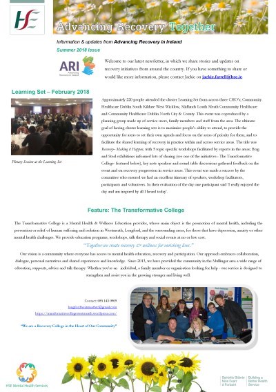 ARI Newsletter Summer 2018 Cover ARI Newsletter Summer 2018 Cover