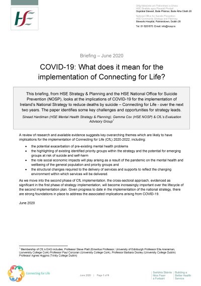 Covid19 and Connecting for Life