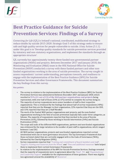 Best Practice Guidance for Suicide Prevention Services Survey Cover