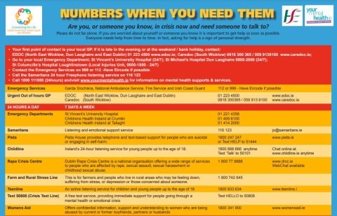CHO 6 Crisis contacts 