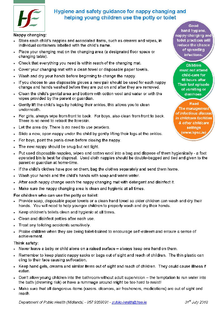 Nappy changing guidelines for childminders
