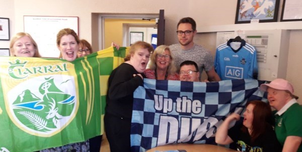 Dean Rock with staff and service users from Stewarts Care, Palmerstown Dean Rock with staff and service users from Stewarts Care, Palmerstown