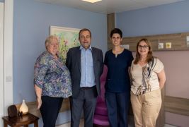 Four members of staff standing in the New Bereavement Room for parents in Maternity Unit at Portiuncula Hospital
